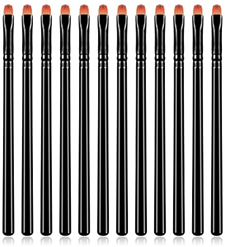 Sibba 12Pcs Small Concealer Brush Mini Under Eye Concealer Brush Synthetic Fiber Makeup Brushes Eyebrow Contour Foundation Brush Small eyeliner brush Flat eyebrow brush for Women and Girls