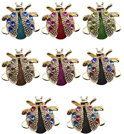 VGOL 8pcs Coccinelle Broches Animal Broche Vintage Strass Broches pour Vêtements Sacs Pull Chemise Veste Sac à Dos DIY Artisanat Accessoire Multicolore