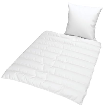 Jekatex 4-teiliges Microfaser Bettenset OekoTex - 2X 135x200 cm Ganzjahres Bettdecke und 2X Kopfkissen 80x80cm weiß (2, 135_x_200_80_x_80_cm)