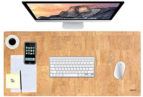 Corkor Schreibtischunterlage aus Kork, veganes Leder, ohne Tierversuche hergestellt, umweltfreundlich, Schwarz