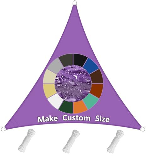 Sonnensegel Dreieckig(20 Farben und 99 Größen) Sonnensegel Wasserdicht Sonnenschutz,PES Polyester 98% UV-Schutz Überdachung Plane für Garten Outdoor- 1.6X1.6X1.6m Lila