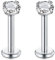 Rajnard Silber Lippenpiercing Stud 16G 1.2mm Chirurgenstahl Helix Ohrringe 8mm Länge Cartilage Tragus Labret Piercing mit 3mm Zirkon Innengewinde Piercing Schmuck für Frauen Männer