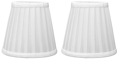 2 Stück Kleiner Lampenschirm, 21.5×16.5×16cm Aufsteckbarer Lampenschirm aus Plissiertem Stoff für Kronleuchter und Tischlampe(Weiss)
