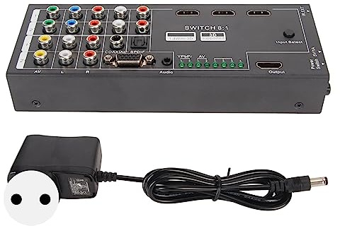 Multifunktions HDMI Konverter zu HDMI+COAXIAL+SPDIF Ausgängen, mit 8 Eingängen (VGA+AV+Ypbpr Component+HDMI), Unterstützt HDMI V1.4 3D, 1080P. 100-240V (EU-Stecker)
