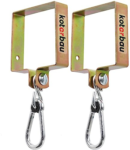 KOTARBAU® Set di 2 ganci per altalena 90 x 90 mm quadrati moschettoni morsetto per altalena fissaggio altalena ganci a manicotto giallo zincato supporto ganci ganci altalena, 2 pezzi, 120 x 120 mm