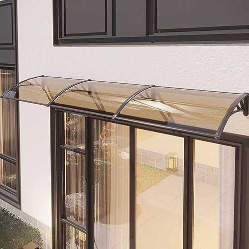 Braunes Modernes Polycarbonat Vordach für Haustür,Garten Terrasse Fenster Veranda Haustür Überdachung,UV-Schutz Vor Regen und Schnee Pultbogenvordach,für Garage,Balkon (60x260cm/24 x102)