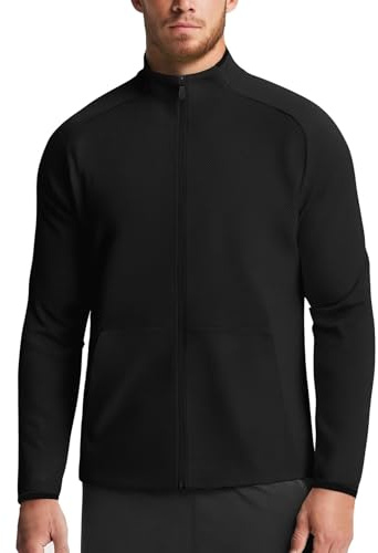 Zengjo Mens Track Jacket Lightweight Full Zip(Black,XL)