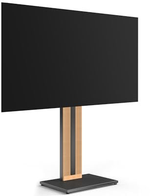 FITUEYES Design Soporte TV Pie de 32-65 Pulgadas Soporte TV Suelo de Madera de Haya Pie Altura Ajustable y Giro