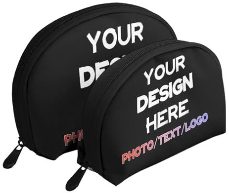 Borsa per cosmetici personalizzata per trucco con nome/foto/testo, borsa da toilette multifunzione pochette portatile pochette da viaggio borsa da toilette 2 pezzi
