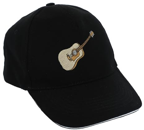 Baseball-Cap mit eingestickten Instrumenten, schwarz, Baumwolle (Konzertgitarre)