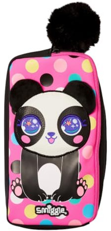 Smiggle 'Best Budz' Soft 2 Pocket Pencil Case (Black Pink Panda)