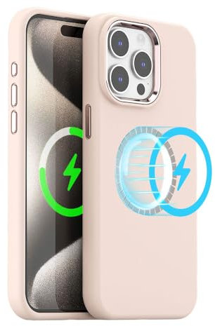 TECHGEAR iPhone 15 Pro Max Magnetic Silicone Case, Premium Liquid Silicone Anti-Scratch Compatible with MagSafe Soft Gel Rubber, Microfibre Lining Shockproof Phone Case For iPhone 15 Pro Max - Pink