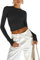 Women's Y2K Tops Crop Top Club Party Girls Streetwear Basic Long Sleeve Slim Fit Crop T Shirt Top (UK, Alpha, M,Regular, Regular, Black)