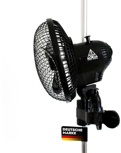 Treez Tools Ventilator – Abluftventilator, Rohrventilator für Anbauzelt, Lüfter Growzelt, 20W Clip Ventilator mit 2 Geschwindigkeiten (1500/2100 U/min), Oszillierender Ventilator, Grow Zubehör