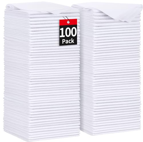 HOMERHYME Shop Towels Lappen, Mikrofaser-Reinigungstuch, saugfähig, fusselfrei, Mikrofaser-Handtücher für Mechaniker, Automobil, Industrie, Garage und Haushalt, 29,2 x 29,2 cm, Weiß, 100 Stück