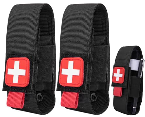 Dzmuero Tourniquet holster, 2 Stück Tourniquet pouch, Tourniquet tasche, Outdoor Tourniquet Aufbewahrungstasche, Taschenlampe Tasche, Schere Tasche, multifunktionale Tourniquet Schutzhülle (Schwarz)