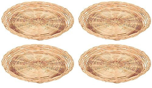ivamulie Lot de 4 porte-assiettes ronds en bambou - Résistants au micro-ondes - 25,4 cm - Pour pique-nique et fête