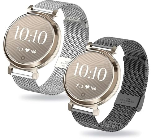 HYSDFFG 2 Stück Ersatzarmband für Garmin Lily 2 Armband für Damen/Herren, Ersatz Edelstahl Metall Armband Kompatibel mit Garmin Lily 2 (E)