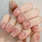 False Nails Short, French Stick On Square Nude Press On With Glue Sparks Fly Design Elegant Sweet Fake for Women Girls (Fireworks Star) - 24pcs