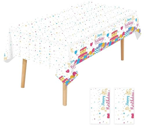 YXHZVON 2 Pack Happy Birthday Party Tischdecke,Geburtstag Party Tischdekoration Kuchentischdecke, Kindergeburtsta Gstischdecke für Kinder Jungen Mädchen(137 x 274 cm )
