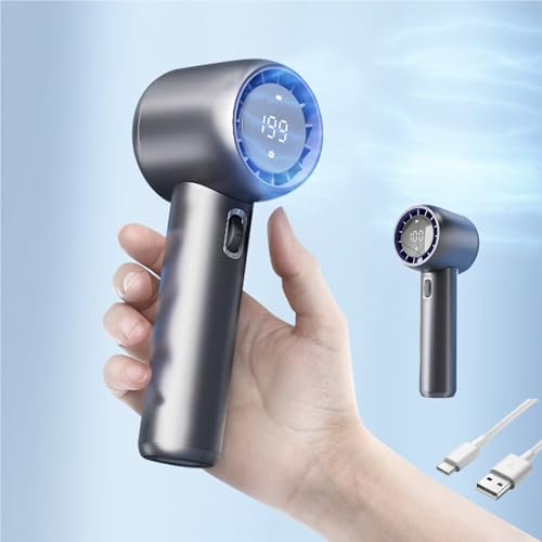 Molpafe raffredda rapidamente il ventilatore turbo portatile con display digitale, 199 velocità regolabili, ricaricabile via USB, a batteria, ventilatore di raffreddamento da 3500 mAh per viaggi -001