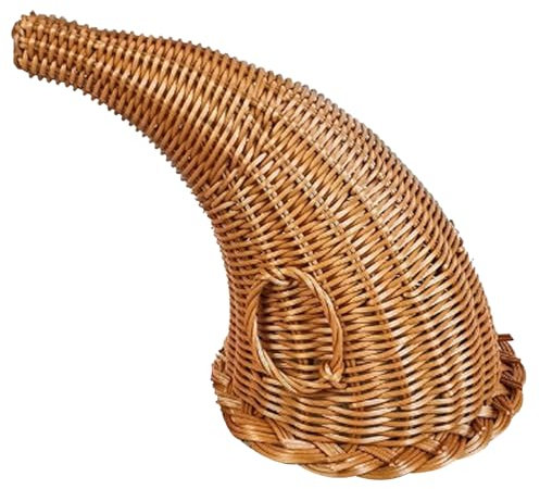 Wicker Pumpkin, Cornucopia Korb 11 Zoll Höhe Weihnachtsfuchs Cornucopia Herzstück Hornform gewebter Korb Tisch Dekorationen für Herbst Ernte Thanksgiving Wohnheimdekoration