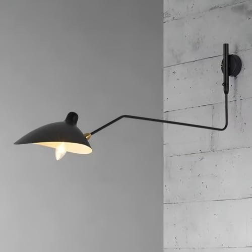 Industrie Schwenkarm Wandleuchten mit Schalter, Vintage Einstellbar Lange Arm Wandlampe Schwarz 3000K Indoor Wand Leselampen Metall, für Schlafzimmer, Wohnzimmer, Arbeit BüRo E27 1 Flammig
