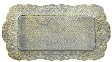 Funerom Vintage 31 x 16.5 cm Jewelry Tray Decorative Tray Galvanized Metal Tray