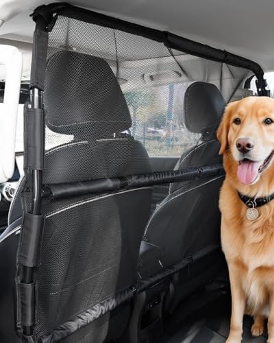 VEVOR Hunde Autobarriere 127 cm Trennwand Hundegitter Autoschutzgitter Haustierbarriere mit Netzgewebe, universell passende Hunde-Autobarriere für SUVs Lkws Fahrzeuge, schwarz