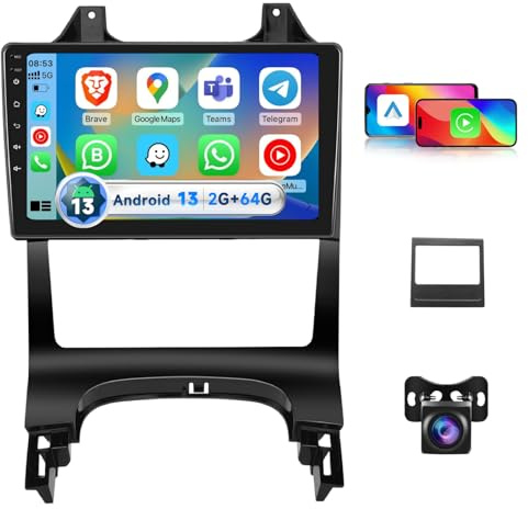 Autoradio CarPlay 2G+64G pour Peugeot 3008 2009-2015, écran Tactile 9 Pouces, Android 13.0 Radio avec CarPlay sans Fil, Android Auto, DSP/BT/GPS/rétroviseur/FM, RDS/USB+Caméra de recul