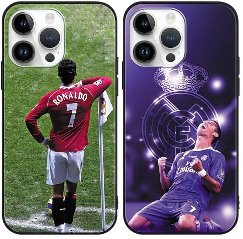 TBNMBGY 2 Stück Handyhülle für iPhone 12/12 Pro Hülle 6.1, Fußball Legend Player Cool Mode Sport 7 Muster Case Weich Silikon Stoßfest Cover Schutzhülle für Fans, Jungen