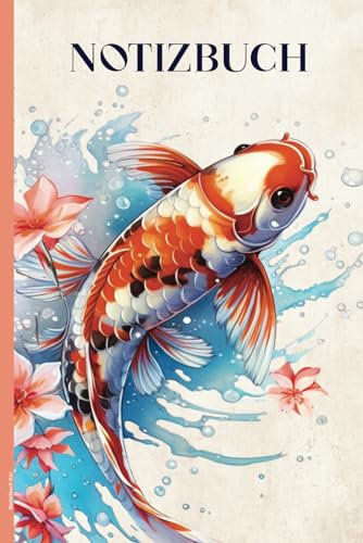 Notizbuch Koi: Buch für Notizen schönes Fischmotiv auf Notizheft A5 Dot Grid Geschenk mit Meerestier und Kois als Tagebuch Schreibheft und Heft Geschenkidee mit Koikarpfen für japanische Fisch Fans