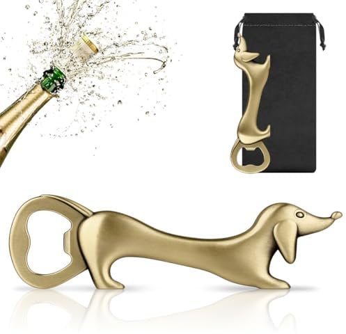 LKKCHER Dachshund Beer Bottle Opener, Sausage Dog Gifts for Women Men, Birthday Father's Day Christmas Gifts for Women Men Dog Lovers, Bonze with Gift Bag