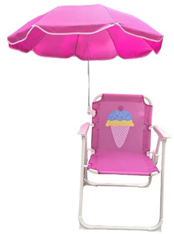 higyee Silla para Acampar para Niños - Silla De Playa para Niños con Paraguas | Asiento De Are-na Resistente Al Viento Plegable con Sombrilla Portátiles para Campamento De Jardín Al Aire Libre (Rosa)