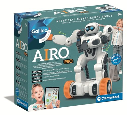 Clementoni Galileo Robotics AIRO 2.0 - KI Lernroboter mit Gesten- & Spracherkennung, 6 Motoren & Bluetooth-App - Roboter-Spielzeug für Kinder ab 9 Jahren, 59473