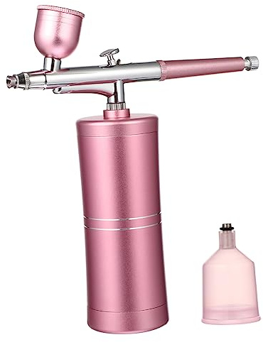 Portables Kleiner Farbzerstäuber Satz für Kunst und Modellbau in Rosa | Mehrzweck Sprühset, Nachfüllgerät mit Edelstahl Aluminium Abs, für Büro und Reise, 1 Satz