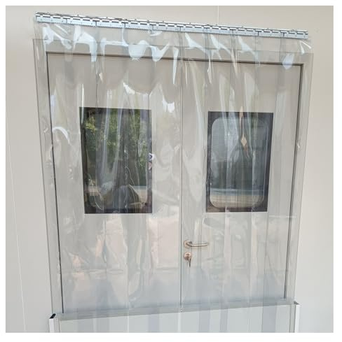 PVC Streifenvorhang Lamellen,Streifenvorhang Industrie Bausatz,für Ställe Paddocks Hallen,UV beständig Thermisch Isoliert Klarer PVC Gefriervorhang Türleiste(105x250cm/41.34x98.43in)