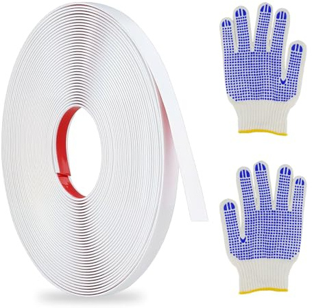 FAELNK Moulure Adhesive Blanc 1CM x 12M Baguette de Finition Pvc Décoration Moulure Flexible Facile à Couper et à Installer pour Mur Fenêtre Miroir Meuble Carrelage Bords de Carreaux
