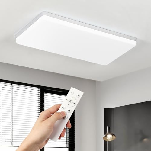 EASY EAGLE LED Deckenleuchte 50x25 cm 50W Dimmbar, 3000K-6500K Farbtemperatur, Rechteckige Deckenlampe Modern für Wohnzimmer Schlafzimmer Küche
