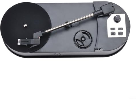 BEAZOOM Reproductor de discos de vinilo portátil a convertidor MP3, tocadiscos con ranura para tarjeta SD y USB, grabadora de audio digital ABS compacta de 34 cm, color negro