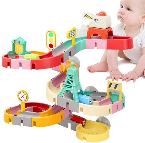 Badewannen-Wasserrutschbahn-Set – an der Wand montierter Saugnapf-Bausatz, interaktives Murmelbahn-Badewannenspielzeug | Fördert die Farberkennung. Rutschiges Badezimmer-Aktivitätsspielset für Kinder