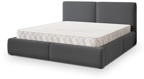 Masseno Polsterbett FELURO SR 120x200 cm, Doppelbett, Bettkasten, Stauraum, Lattenrost Und Kopfteil - Graphitfarben, SORO 97