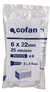 Cofan 07602106 Tacos en Bolsa, Blanco, 6 mm, Set de 25 Piezas