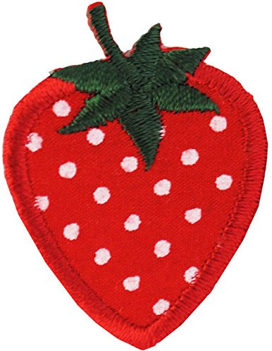alles-meine.de GmbH 1 Stück Bügelbild - Erdbeere/Obst - 3,3 cm * 4,5 cm - Aufnäher & Applikation - gewebter Flicken - Bügelflicken/Hosenflicken - Bügelsticker - Erdbeer..
