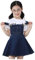 KIDSCOOL SPACE Bambine Jean Abito Tutu Generale,Salopette di Jeans Regolabile,Blu,3-4 Anni