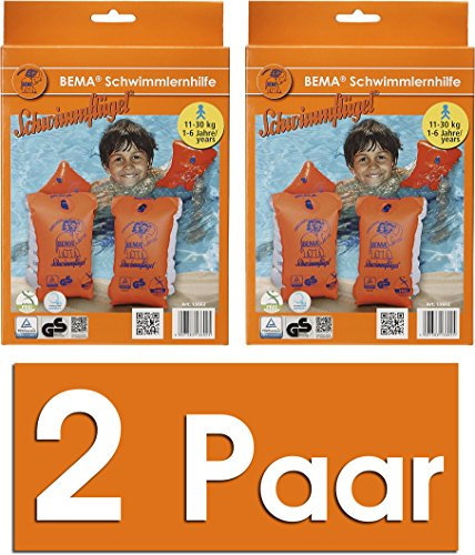 Happy People BEMA® Original Schwimmflügel, orange, Größe 0, 11-30 kg, 1-6 Jahre (2 Paar)