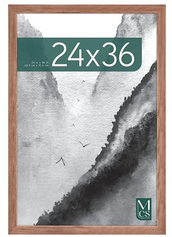 MCS Museum Posterrahmen 61,0 x 91,4 cm, Mittelbraune Eiche, Vertikale und horizontale Wandaufhängung, Großer Bilderrahmen für Poster, Fotos und Kunstdrucke (1er-Pack)