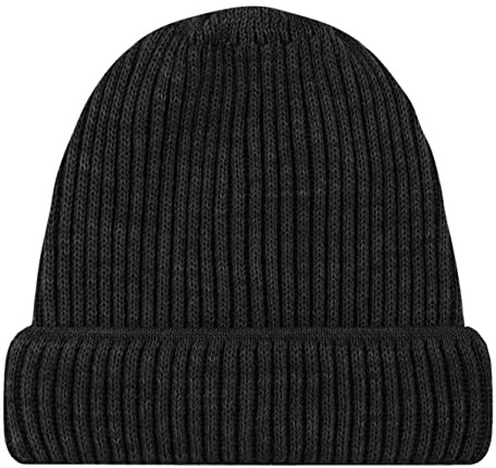 HANSEHELD Strickmütze Rippstrick 100% Schurwolle (Merino) - Anthrazit | Basic | Umschlag | Weich | gerippt | Strick 100% Wolle (Merino) | Mulesingfrei | Made in Germany