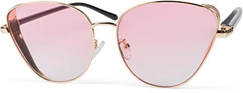 styleBREAKER gafas de sol de mujer de ojos de gato con elemento brillante en las lentes, montura de metal y lentes de policarbonato, look retro 09020104, color:Marco oro/cristal rosa tintado