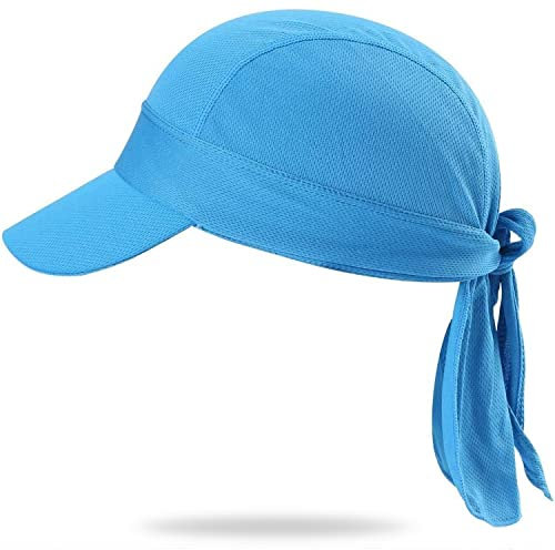Arcweg Bandana Cap Kopftuch Mit Schirm Atmungsaktiv Pirat Kappe UV Schutz Verstellbar Bikertuch Radsport Mützen Schnelltrockned Blau